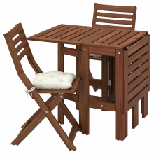 ÄPPLARÖ ЭПЛАРО, Стол+2 складных стула,д/сада, коричневая морилка/Куддарна бежевый