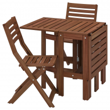 ÄPPLARÖ ЭПЛАРО, Стол+2 складных стула,д/сада, коричневая морилка