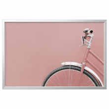 BJÖRKSTA БЬЁРКСТА, Картина с рамой, Розовый велосипед/цвет алюминия