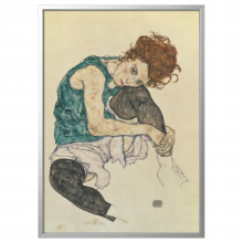 BJÖRKSTA БЬЁРКСТА, Картина с рамой, Сидящая женщина с согнутым коленом/цвет алюминия