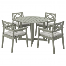 BONDHOLMEN БОНДХОЛЬМЕН, Стол+4 кресла, д/сада, серый морилка/Куддарна серый