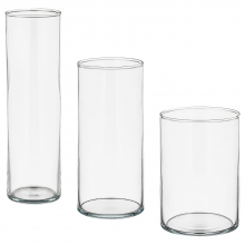 CYLINDER ЦИЛИНДР, Набор ваз,3 штуки, прозрачное стекло