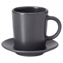 DINERA ДИНЕРА, Чашка для кофе эспрессо с блюдцем, темно-серый