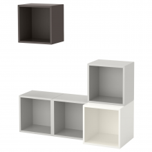 EKET ЭКЕТ, Комбинация настенных шкафов, белый/светло-серый/темно-серый