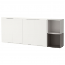 EKET ЭКЕТ, Комбинация настенных шкафов, белый/темно-серый/светло-серый
