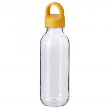 FORMSKÖN ФОРМСКЁН, Бутылка для воды, прозрачное стекло/желтый