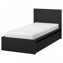 MALM МАЛЬМ, Каркас кровати+2 кроватных ящика, черно-коричневый/Лонсет