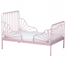 MINNEN МИННЕН, Раздвижная кровать с реечным дном, светло-розовый