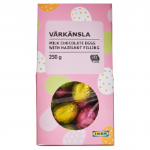 VÅRKÄNSLA ВОРКЭНСЛА, Шоколадные яйца, с ореховым наполнителем Сертификат UTZ